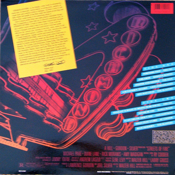 Various : Streets Of Fire - Music From The Original Motion Picture Soundtrack (LP, Comp)