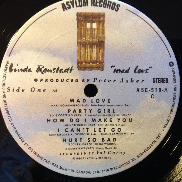 Linda Ronstadt : Mad Love (LP, Album)