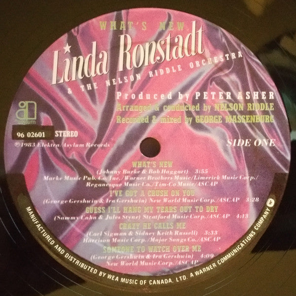 Linda Ronstadt & Nelson Riddle And His Orchestra : What's New (LP, Album)