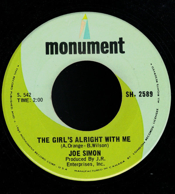 Joe Simon : Nine Pound Steel / The Girl's Alright With Me (7", Single)