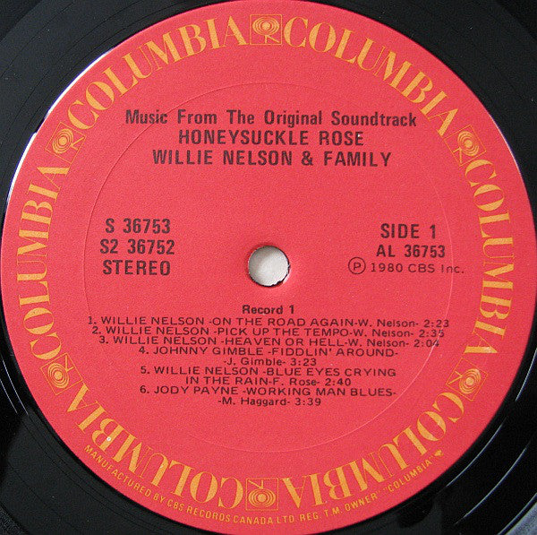 Willie Nelson & Family : Honeysuckle Rose (Music From The Original Soundtrack) (2xLP, Album)