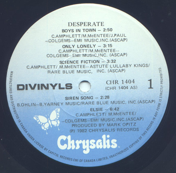 Divinyls : Desperate (LP, Album)
