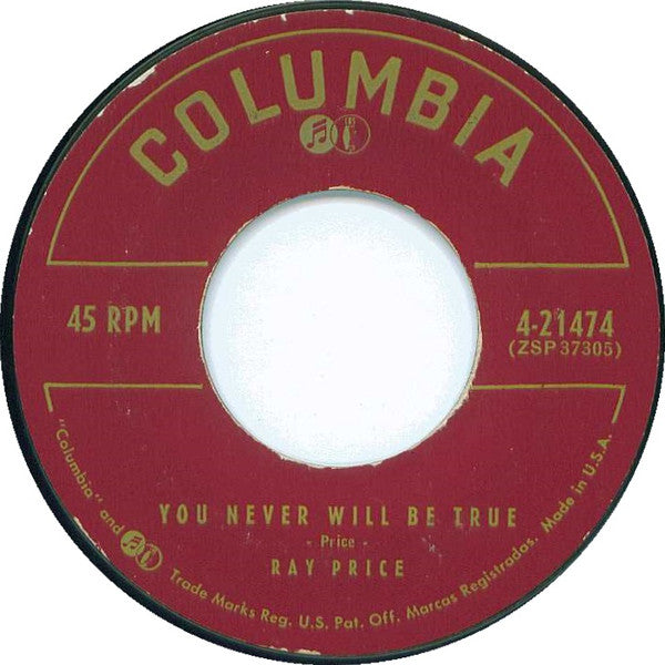 Ray Price : Run Boy / You Never Will Be True (7", Single)
