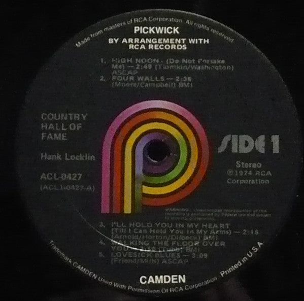 Hank Locklin : Country Hall Of Fame (LP, Album, RE)