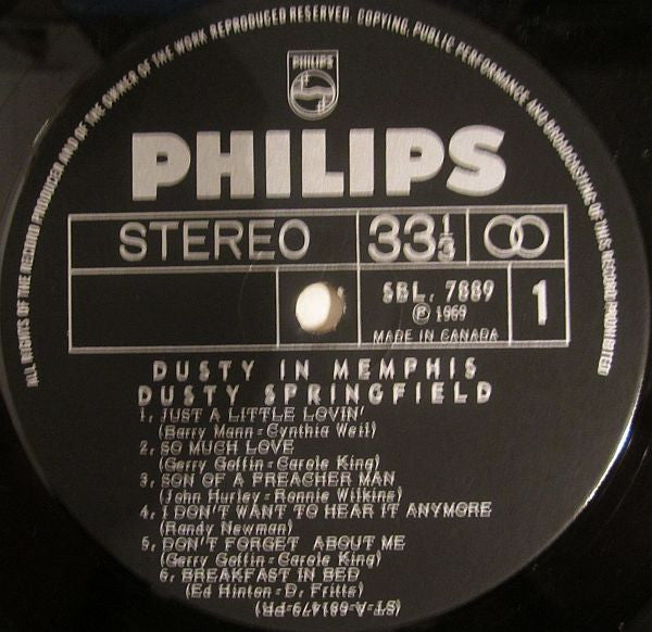 Dusty Springfield : Dusty In Memphis (LP, Album)