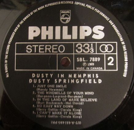 Dusty Springfield : Dusty In Memphis (LP, Album)