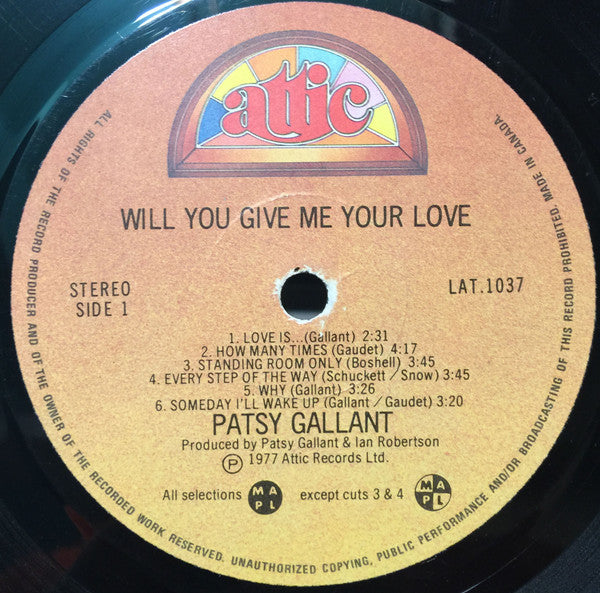 Patsy Gallant : Will You Give Me Your Love (LP, Album)