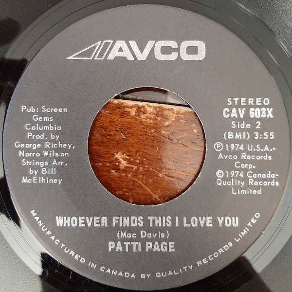 Patti Page : I May Not Be Lovin' You (7", Single)
