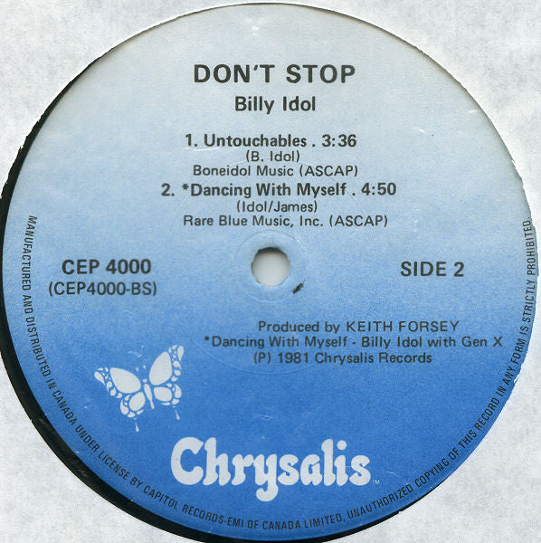 Billy Idol : Don't Stop (12", EP)