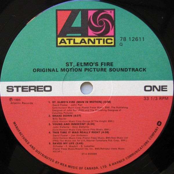 Various : St. Elmo's Fire - Original Motion Picture Soundtrack (LP)