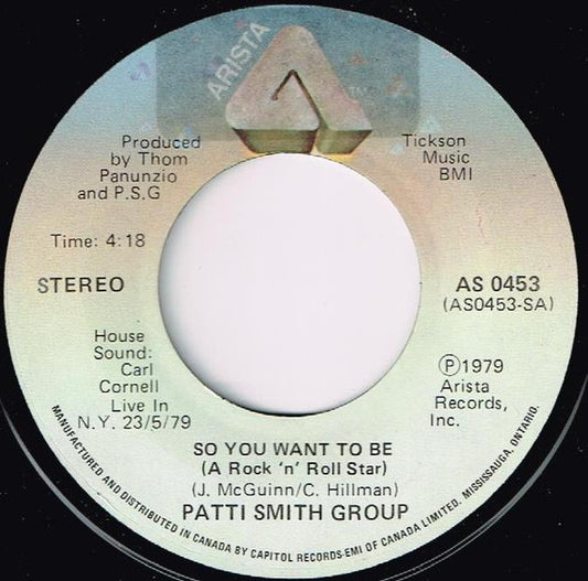 Patti Smith Group : So You Want To Be A Rock'n'Roll Star (7", Single)