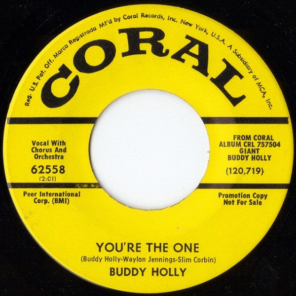 Buddy Holly : Love Is Strange / You're The One (7", Promo)