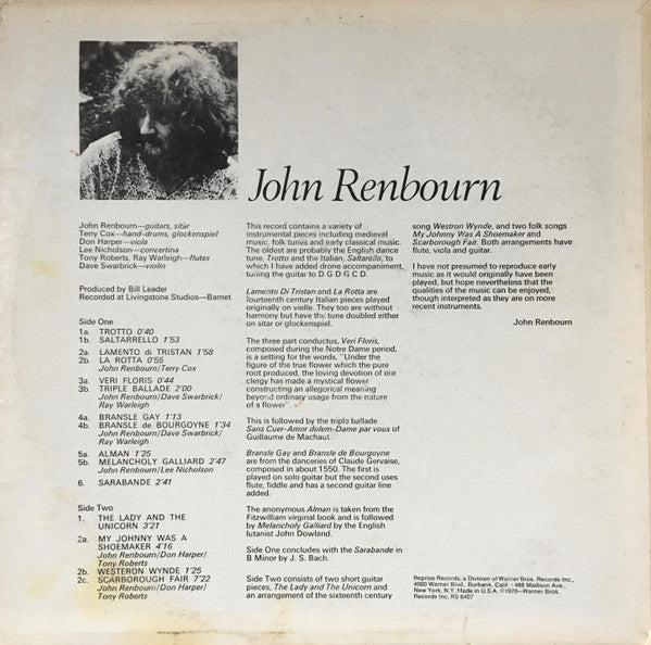 John Renbourn : The Lady And The Unicorn (LP, Album, Smi)
