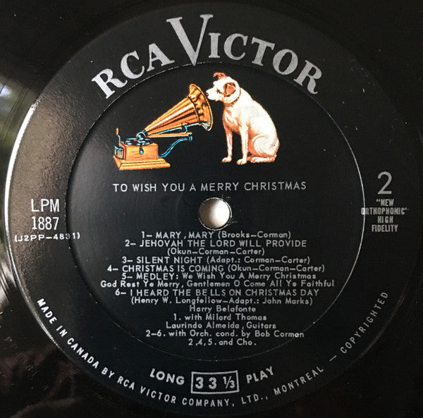 Harry Belafonte : To Wish You A Merry Christmas (LP, Album, Mono)