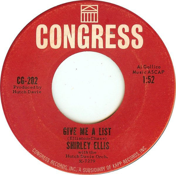 Shirley Ellis : The Nitty Gritty / Give Me A List (7", Single, Roc)