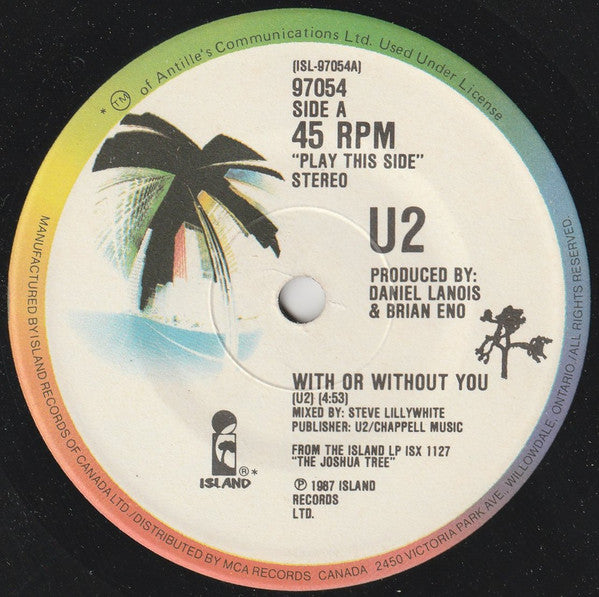 U2 : With Or Without You (7", Single)