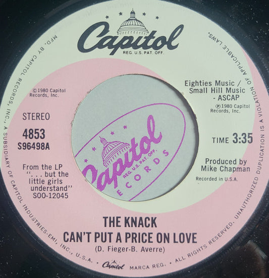 The Knack (3) : Can't Put A Price On Love (7", Single)