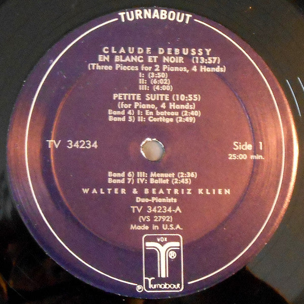 Debussy* / Fauré* - Walter* & Beatriz Klien : Petite Suite / En Blanc Et Noir / "Dolly" Suite (LP)