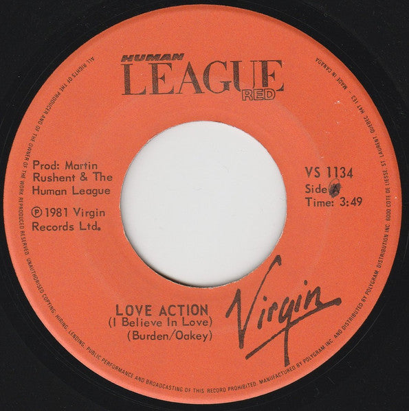 The Human League : Love Action (I Believe In Love) / Hard Times (7", Single)