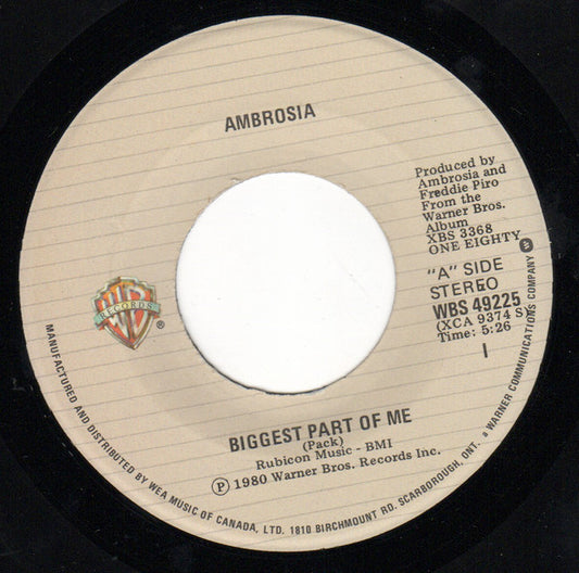 Ambrosia (2) : Biggest Part Of Me (7", Single)