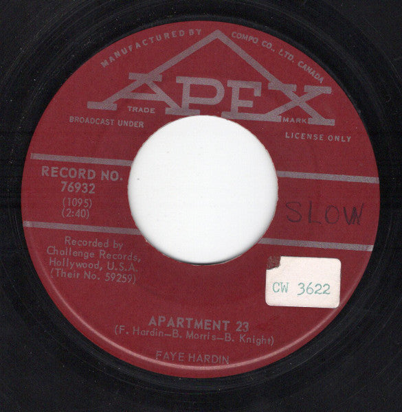 Faye Hardin : Don't Make A Cheater Of Me / Apartment 23 (7", Single)
