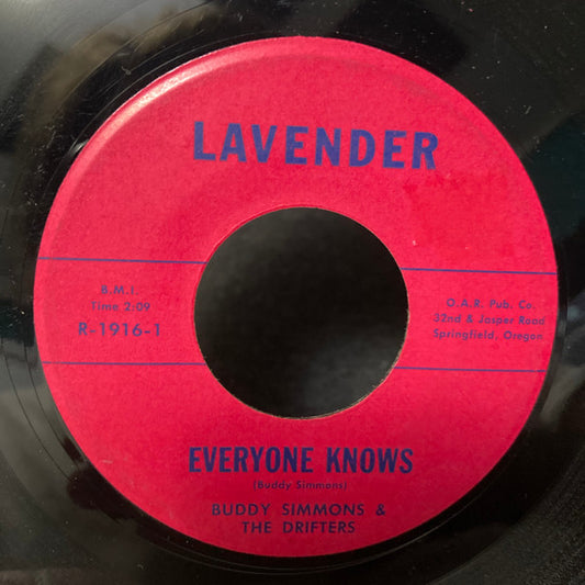 Buddy Simmons And The Drifters : Everyone Knows / Blue Autumn Skies (7", Single)