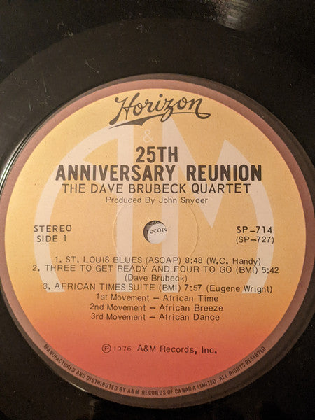 The Dave Brubeck Quartet : 25th Anniversary Reunion (LP, Album)