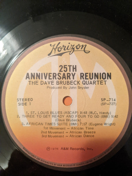 The Dave Brubeck Quartet : 25th Anniversary Reunion (LP, Album)
