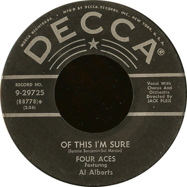 Four Aces* Featuring Al Alberts : A Woman In Love / Of This I'm Sure (7", Glo)