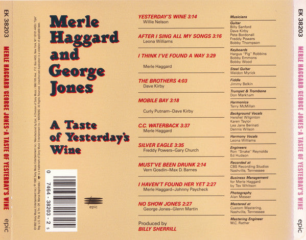 Merle Haggard And George Jones (2) : A Taste Of Yesterday's Wine (CD, Album, RE)