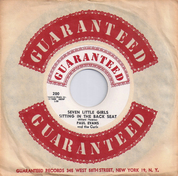 Paul Evans And The Curls : Seven Little Girls Sitting In The Back Seat / Worshipping An Idol (7", Single)
