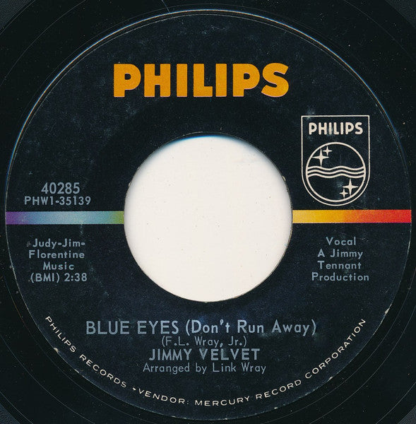 Jimmy Velvet : It's Almost Tomorrow / Blue Eyes (Don't Run Away) (7", Single)