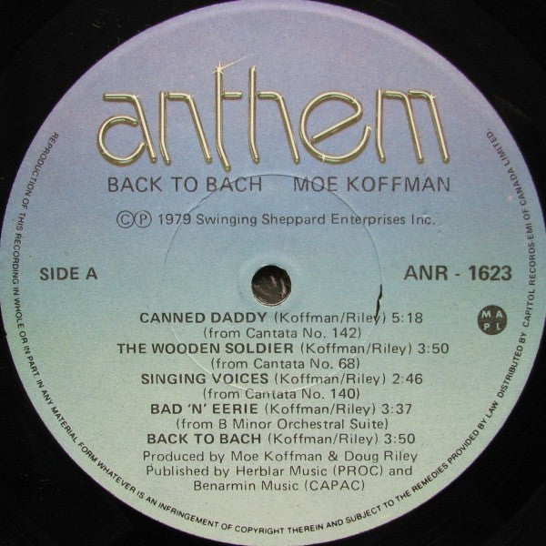 Moe Koffman : Back To Bach (LP, Album, RE)