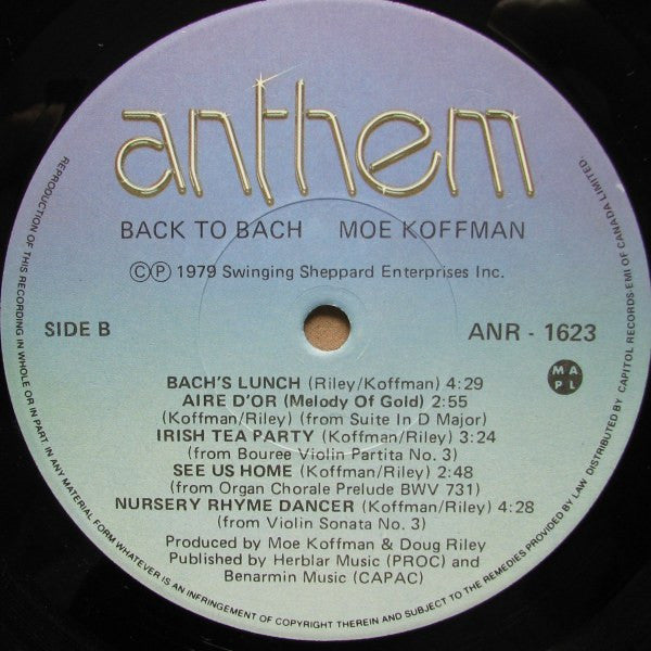 Moe Koffman : Back To Bach (LP, Album, RE)