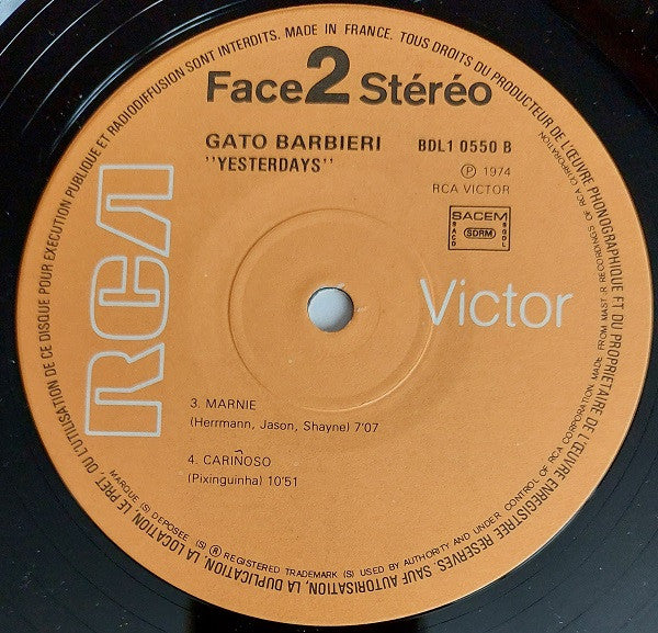 Gato Barbieri : Yesterdays (LP, Album, RE, Dis)