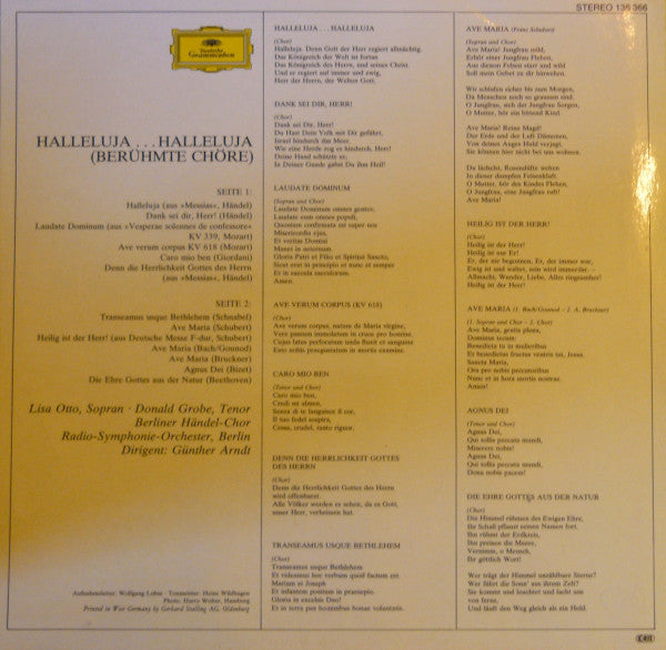 Berliner Händel-Chor, Radio-Symphonie-Orchester Berlin, Günther Arndt : Halleluja... Halleluja (Berühmte Chöre) (LP)