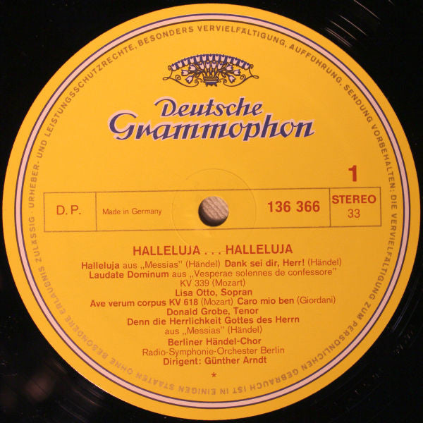 Berliner Händel-Chor, Radio-Symphonie-Orchester Berlin, Günther Arndt : Halleluja... Halleluja (Berühmte Chöre) (LP)