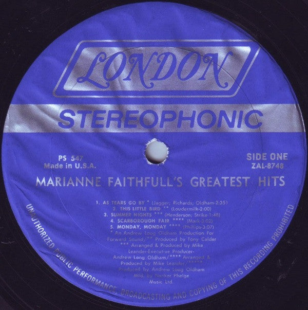 Marianne Faithfull : Marianne Faithfull's Greatest Hits (LP, Comp)