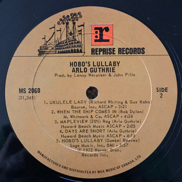 Arlo Guthrie : Hobo's Lullaby (LP, Album, Gat)