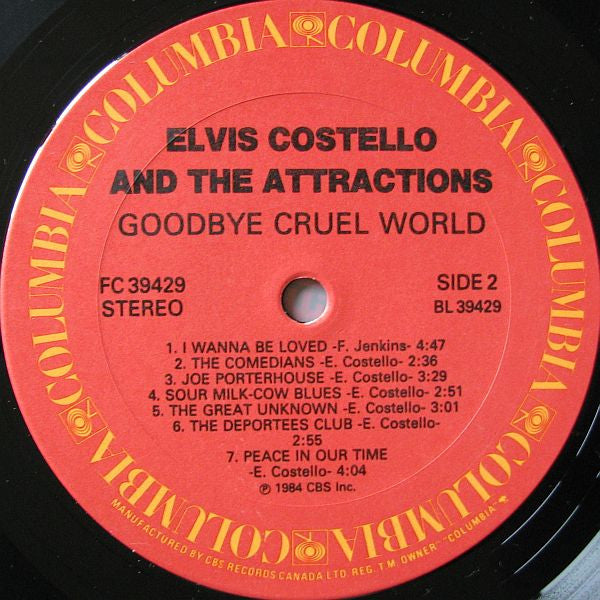 Elvis Costello & The Attractions : Goodbye Cruel World (LP, Album)