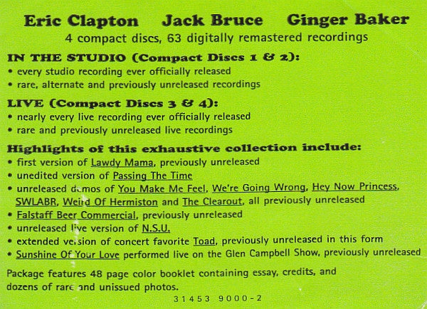 Cream (2) : Those Were The Days (4xCD, Comp, RM + Box, Boo)