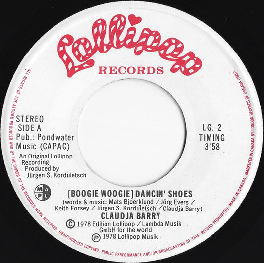 Claudja Barry : (Boogie Woogie) Dancin' Shoes / Forget About You (7", Single)