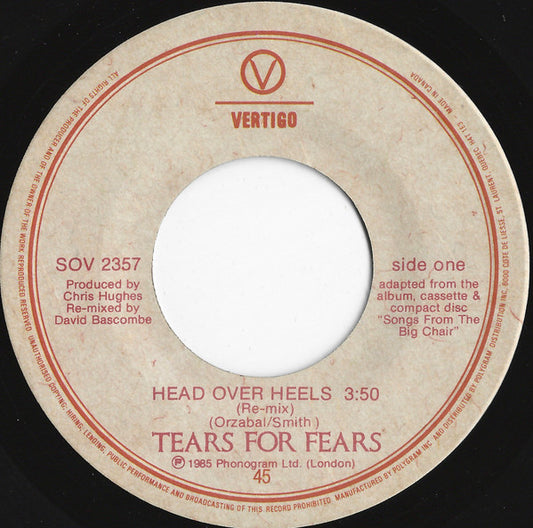 Tears For Fears : Head Over Heels (7", Single)