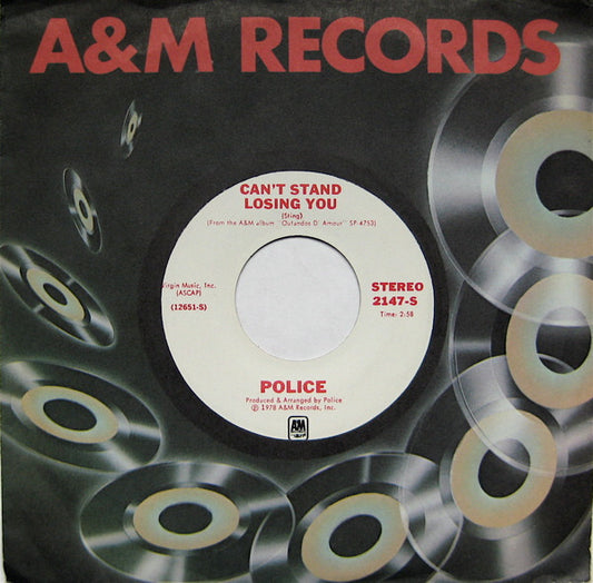 The Police : Can't Stand Losing You (7", Mono, Promo)