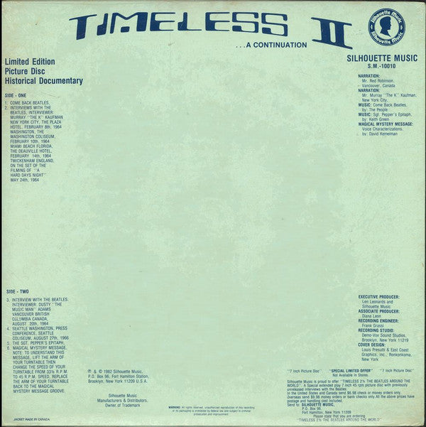 The Beatles : Timeless II . . . A Continuation (LP, Comp, Mono, Pic, Unofficial)