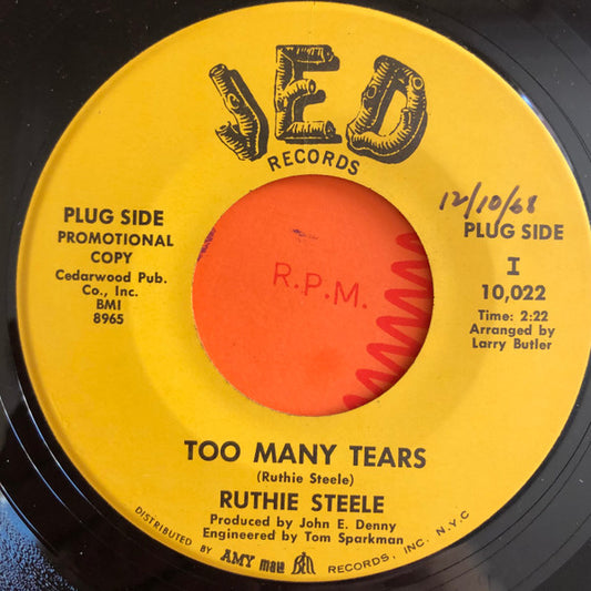 Ruthie Steele : Too Many Tears (7", Promo)