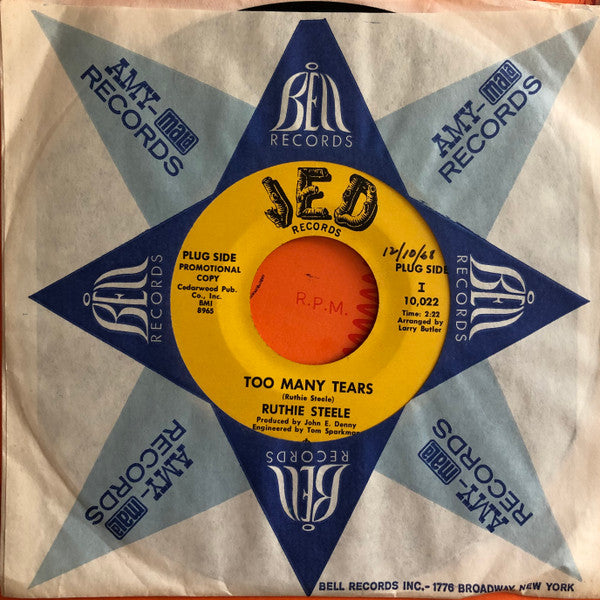 Ruthie Steele : Too Many Tears (7", Promo)