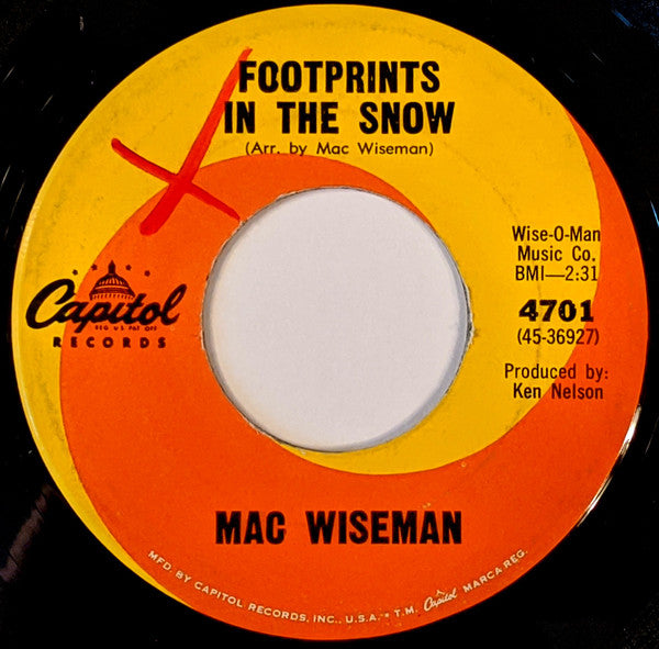 Mac Wiseman : Footprints In The Snow (7", Los)
