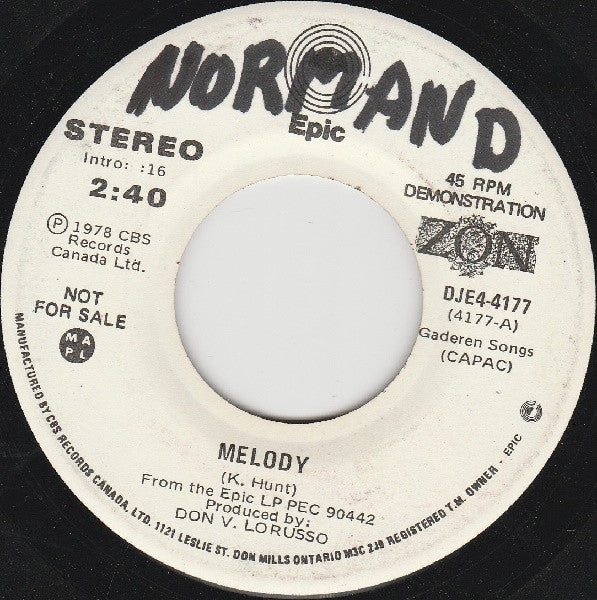 Zon (2) : Melody (7", Single, Mono, Promo)
