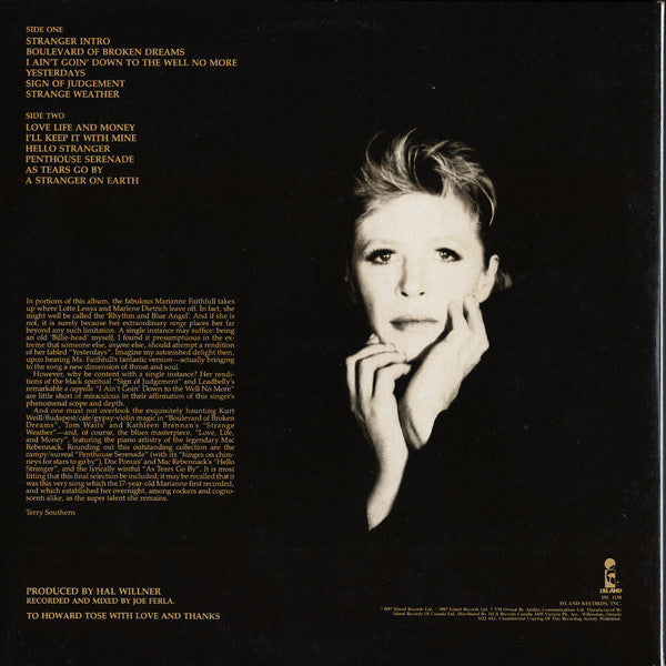 Marianne Faithfull : Strange Weather (LP, Album, Gat)